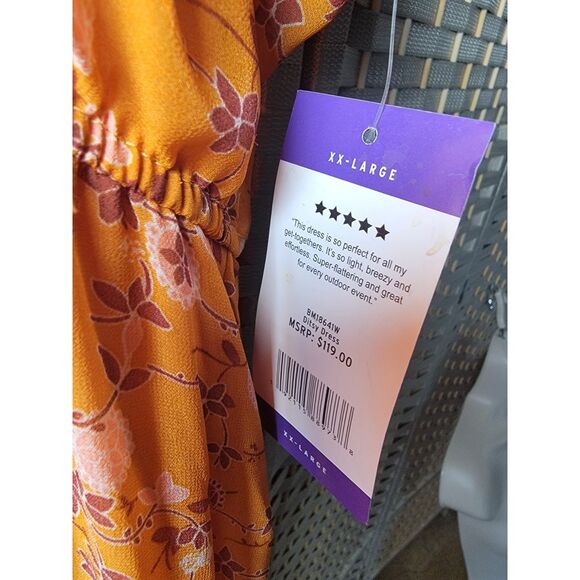 NWT‎ Steve Madden BB Dakota Ditsy Dress Size XXL Yellow Floral Maxi Tiered - Picture 5 of 8